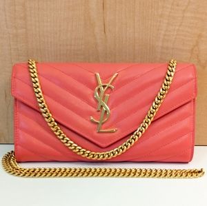 ✨ YSL saint Laurent ✨ coral caviar long wallet converted to crossbody